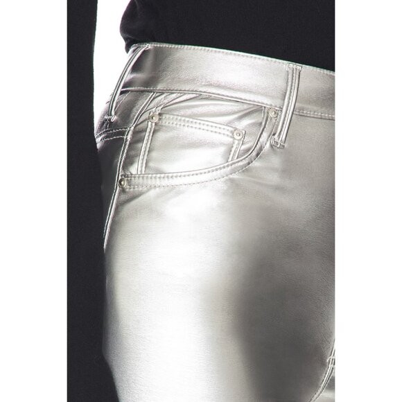 NWT Mother Rail Skimp Silver Faux Leather Jeans 26 - Picture 8 of 10